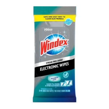 Sc Johnson Windex Electronics Cleaner, 25 Wipes, 12 Packs Per Carton 319248